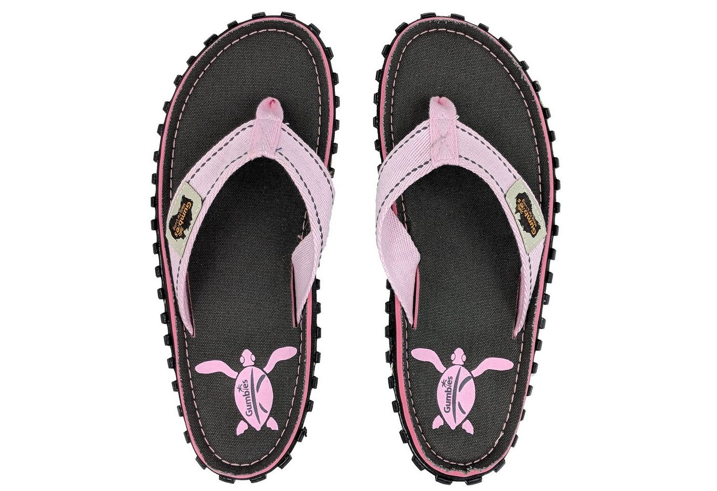 Gumbies Original Kids in Turtle T-Strap-Zehentrenner aus recycelten Materialien hergestellt, stabile Gummisole