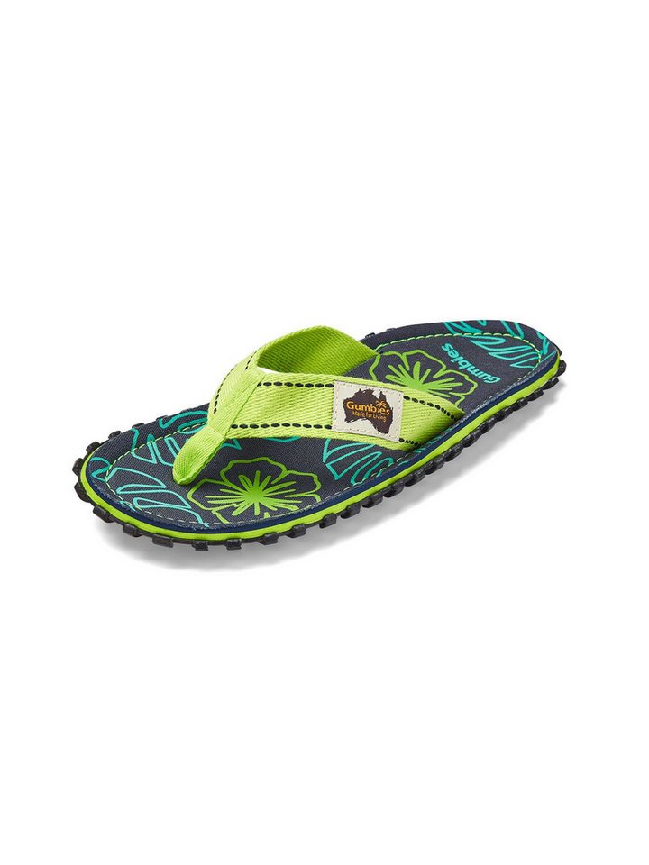 Gumbies Original Kids T-Strap-Sandale (Lime Hibiscus)