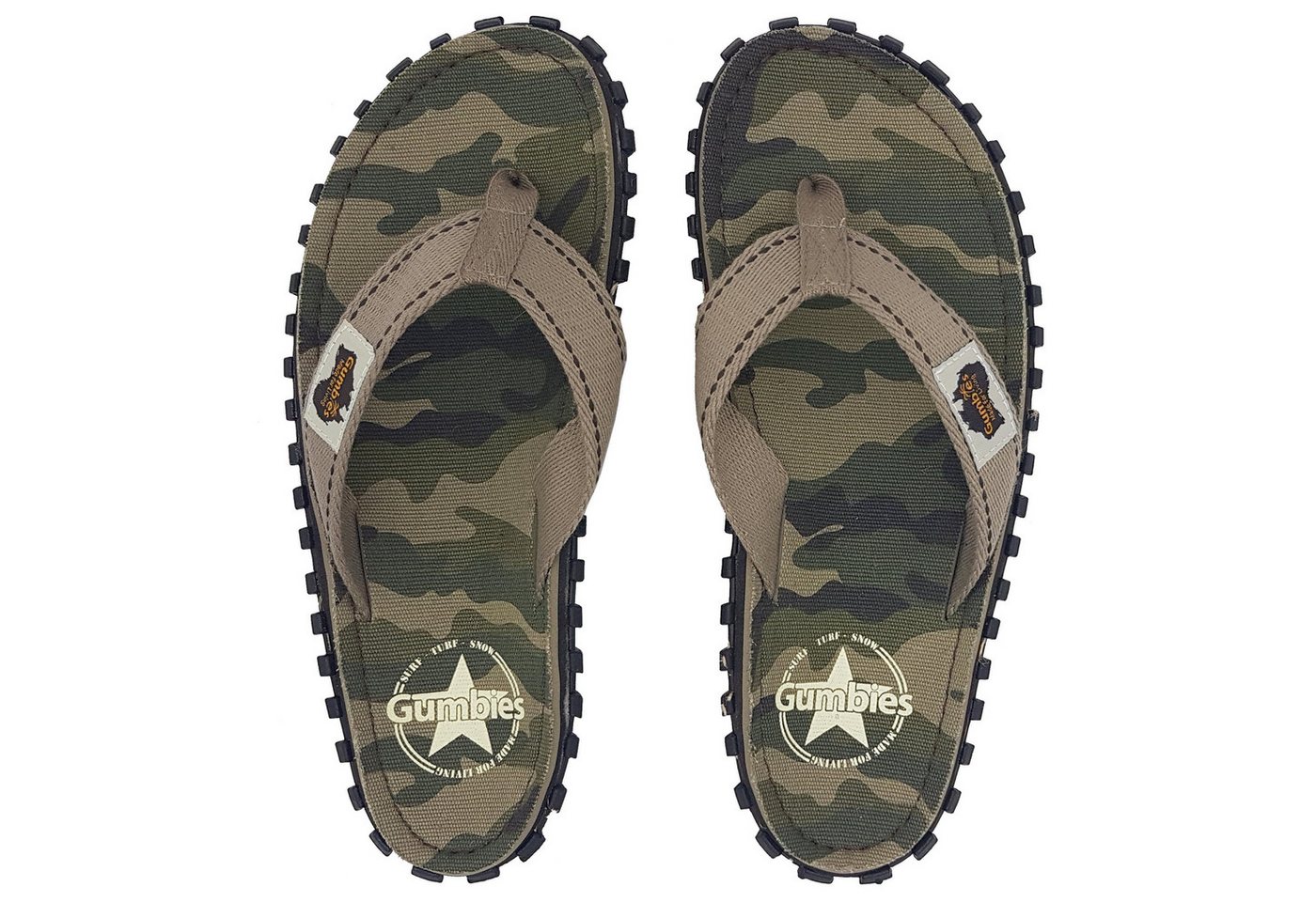 Gumbies Original T-Strap-Zehentrenner (camouflage)