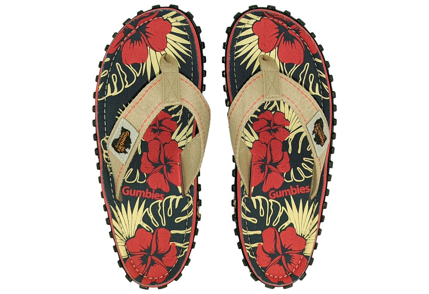 Gumbies Original T-Strap-Zehentrenner (denim hibiscus)