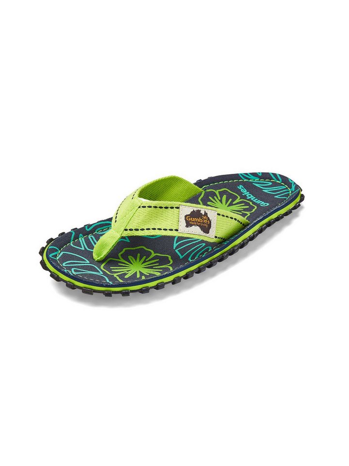 Gumbies Original T-Strap-Zehentrenner (lime hibiscus)