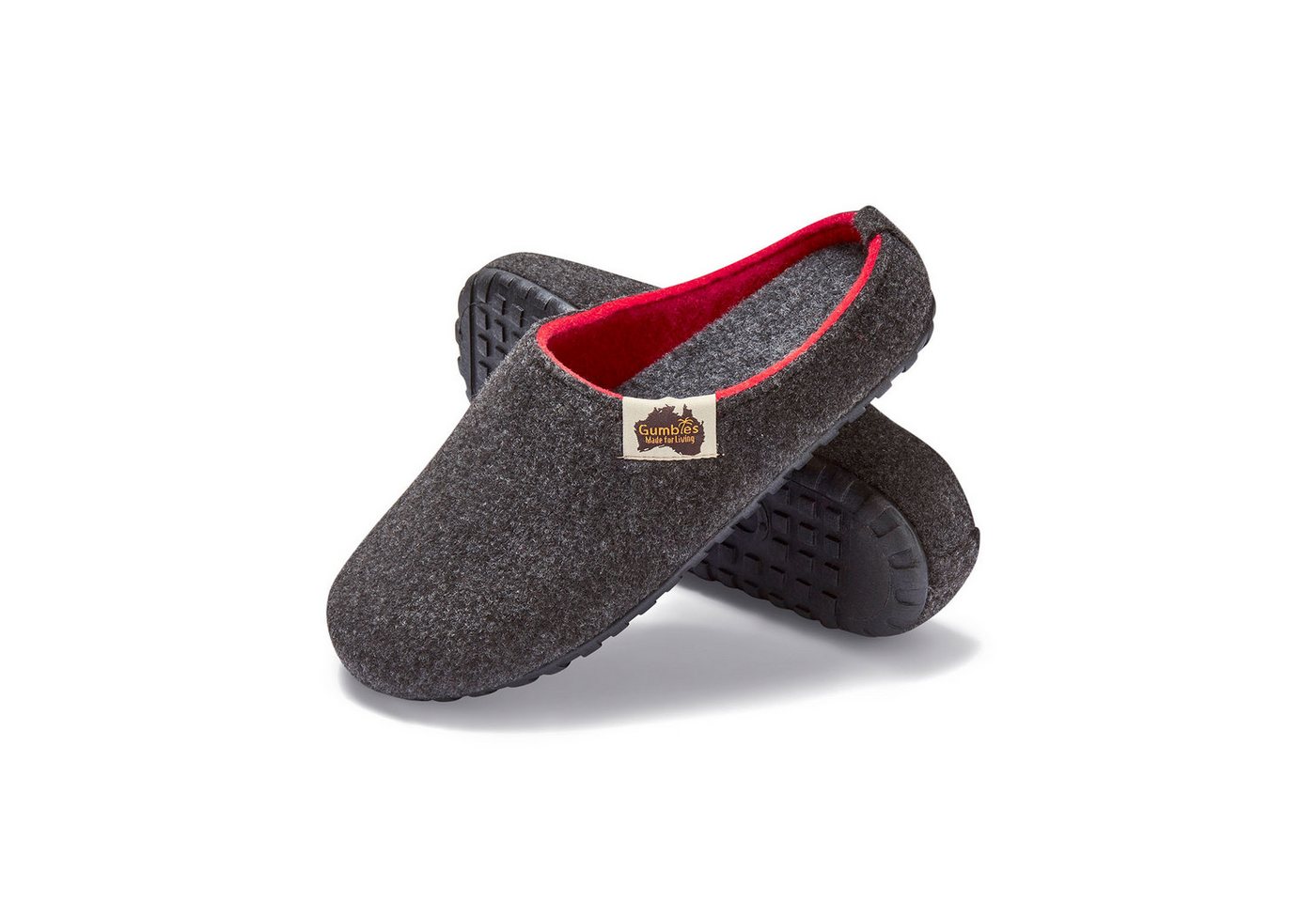 Gumbies Outback Slipper in Charcoal Red Hausschuh aus recycelten Materialien, rutschfeste & stabile Sohle
