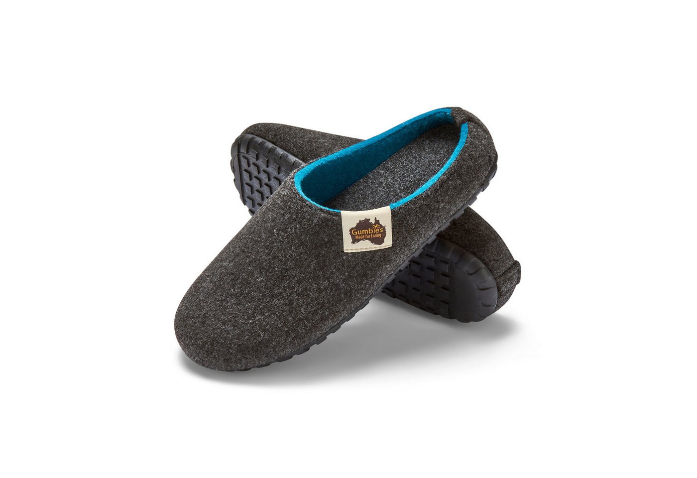 Gumbies Outback Slipper in Charcoal Turquoise Hausschuh aus recycelten Materialien, rutschfeste & stabile Sohle