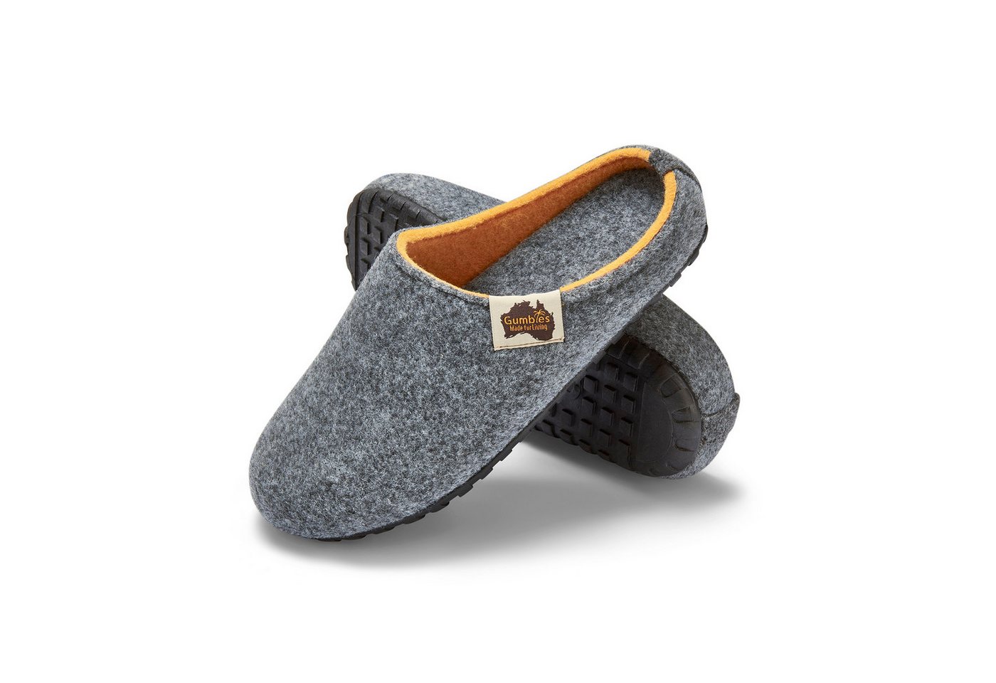 Gumbies Outback Slipper in Grey-Curry Hausschuh aus recycelten Materialien, rutschfeste & stabile Sohle