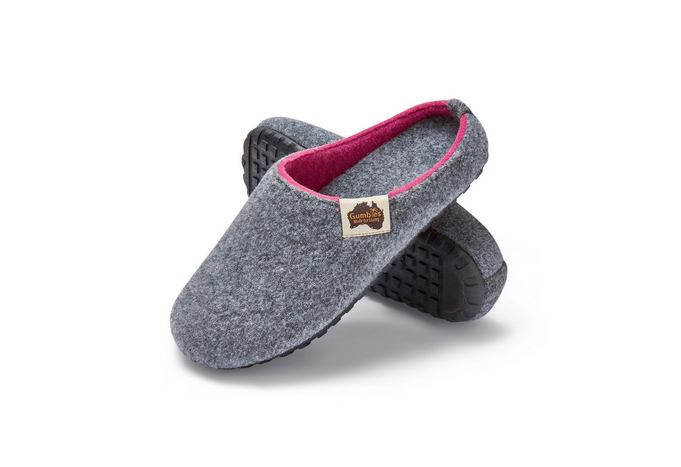 Gumbies Outback Slipper in Grey Pink Hausschuh aus recycelten Materialien, rutschfeste & stabile Sohle