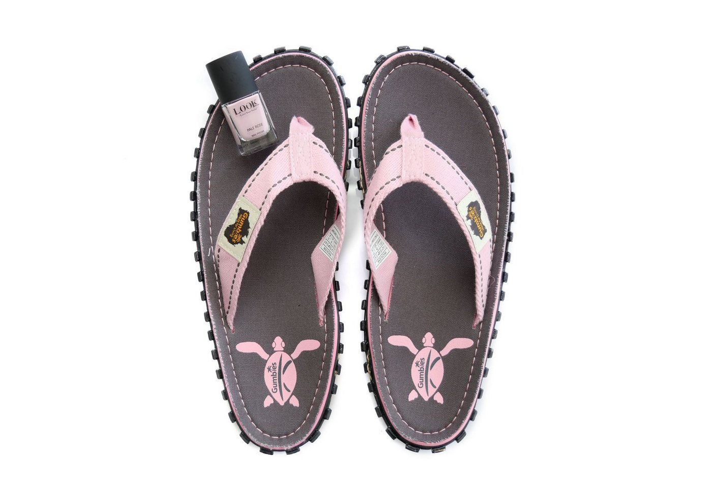 Gumbies Set - TURTLE mit dem Nagellack Pale Rose T-Strap-Zehentrenner Hergestellt aus recycelten Materialien
