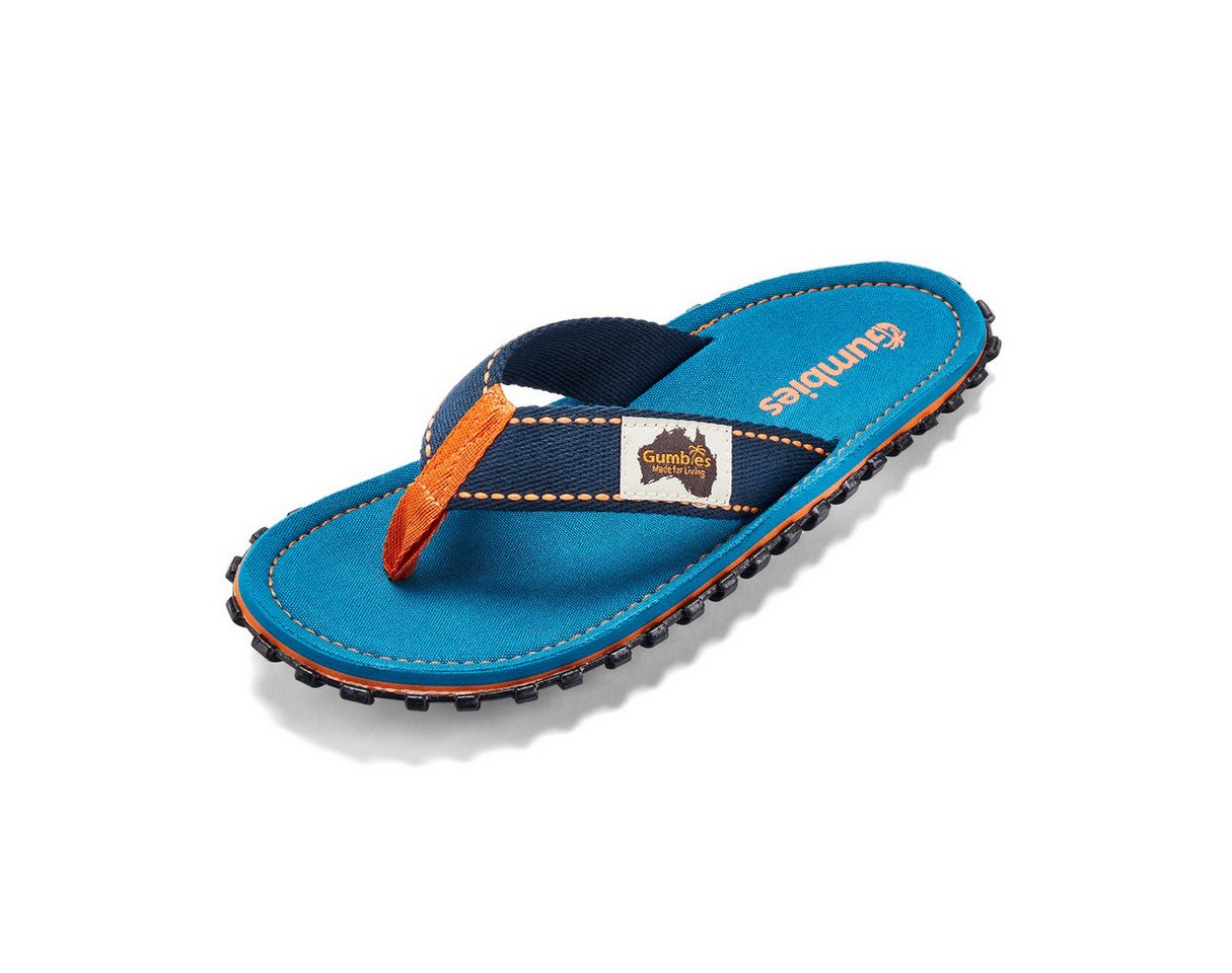 Gumbies Vegane Flip Flops - Ergonomisch geformtes Fußbett - Herren und Damen Zehentrenner Kühles & atmungsaktives Fußbett aus strapazierfähiger Canvas-Baumwolle (blau)