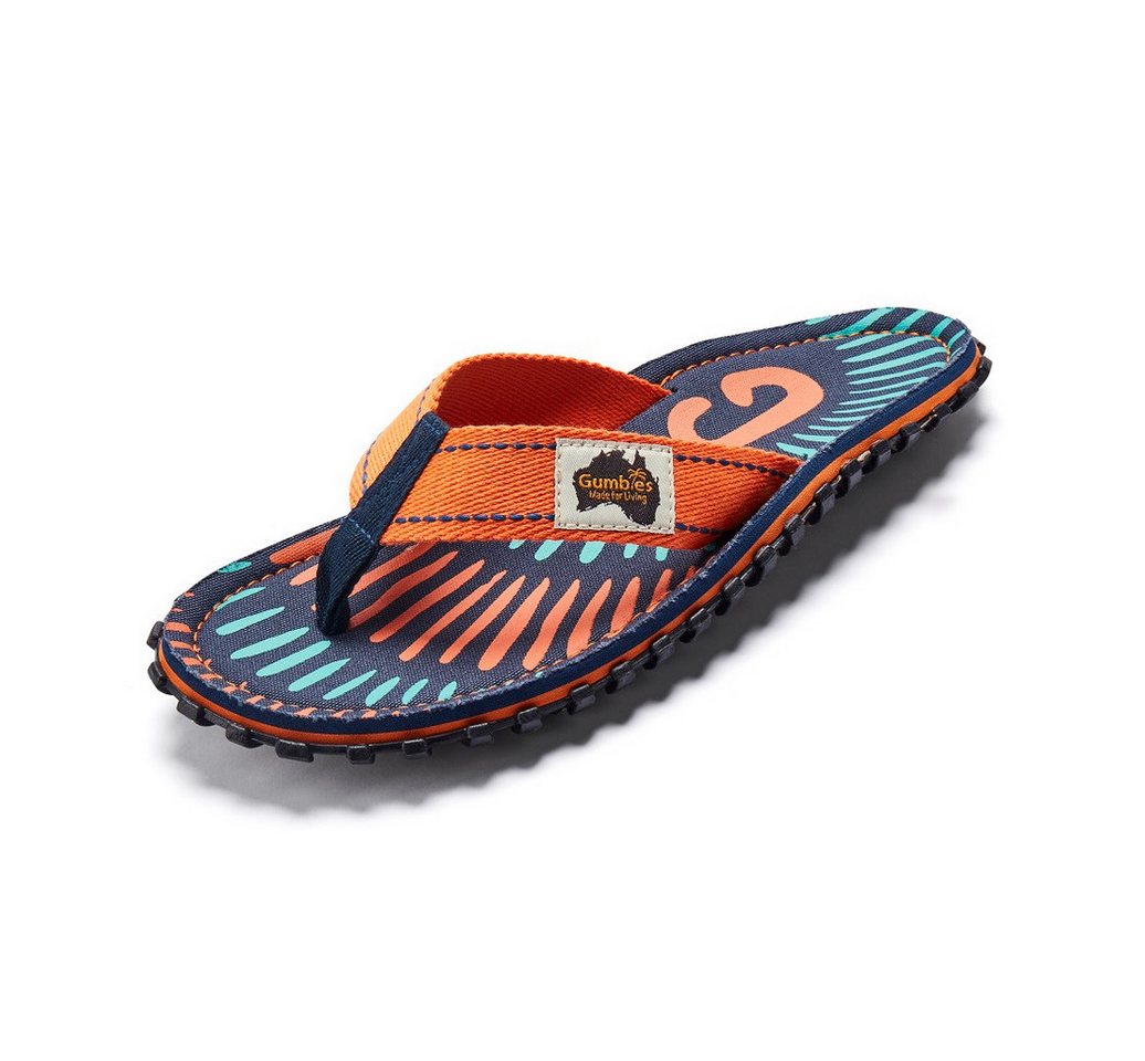 Gumbies Vegane Flip Flops - Ergonomisch geformtes Fußbett - Herren und Damen Zehentrenner Kühles & atmungsaktives Fußbett aus strapazierfähiger Canvas-Baumwolle (Tangerine Burst)
