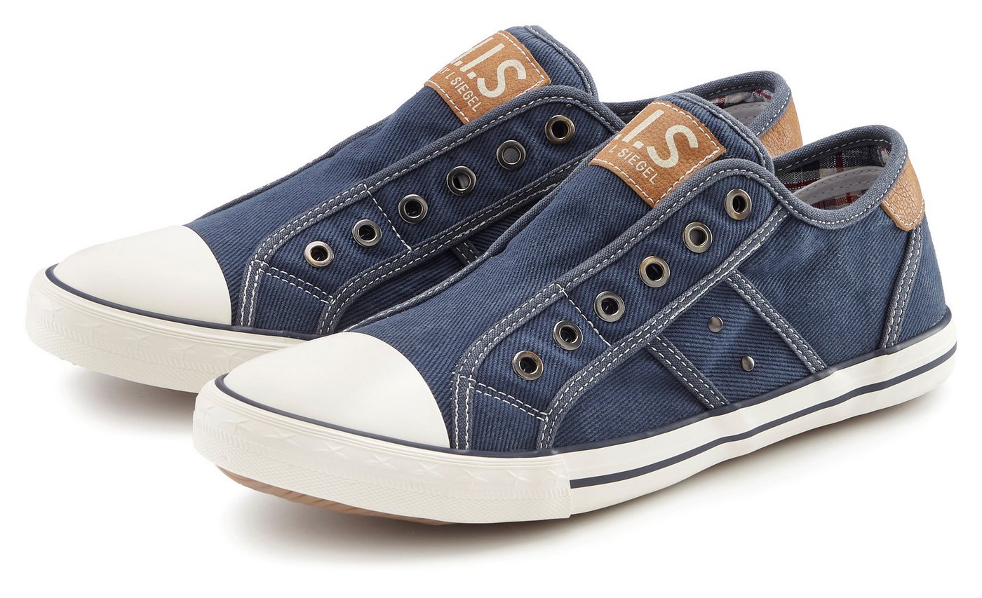 H.I.S Textilschuh, Stoffschuh, Turnschuh, Halbschuh, Freizeitschuh, Slipper Sneaker NEU Slip-On-Sneaker aus weichem Textilmaterial, Unisex (blau)