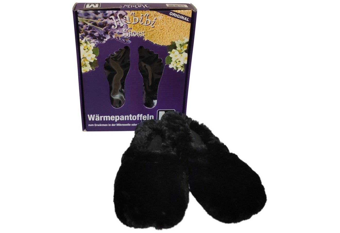 Habibi Plush Habibi Wärmeschuhe schwarz Gr M (37-40) für Mikrowelle/Ofen Hüttenschuhe (Wärmeschuhe, 1 Paar Wärmeschuhe)