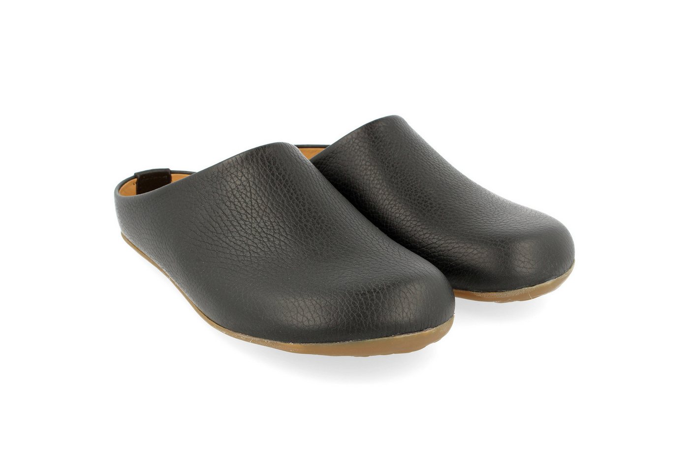 Haflinger Basico Lederpantoffel mit weicher Gummisohle und Wechselfussbett Hausschuh