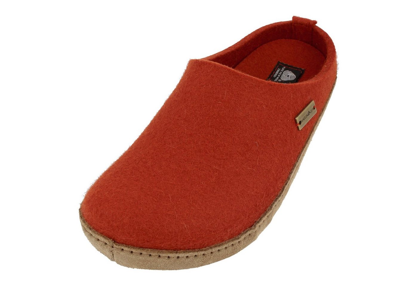 Haflinger Emils Toffel Filzpantoffel Hausschuh mit Ledersohle Unisex Hausschuh (orange)