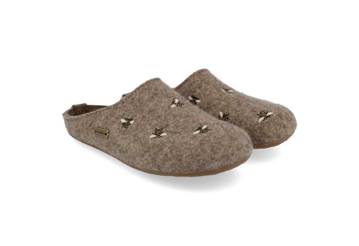 Haflinger Everest Api Filzpantofffeln mit Applikation Bienen Wechselfußbett Hausschuh