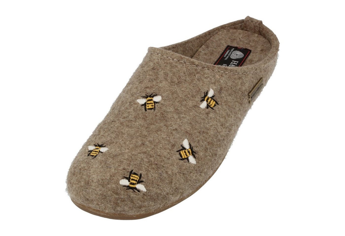 Haflinger Everest Api Filzpantofffeln mit Applikation Bienen Wechselfußbett Hausschuh