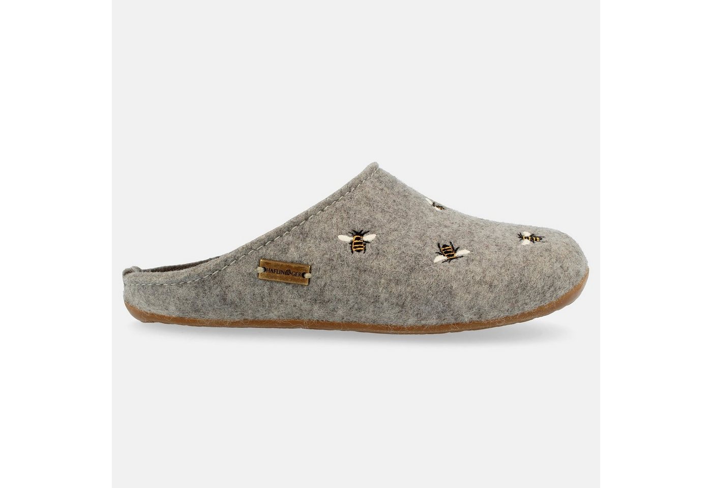 Haflinger Everest Api Filzpantofffeln mit Applikation Bienen Wechselfußbett Hausschuh