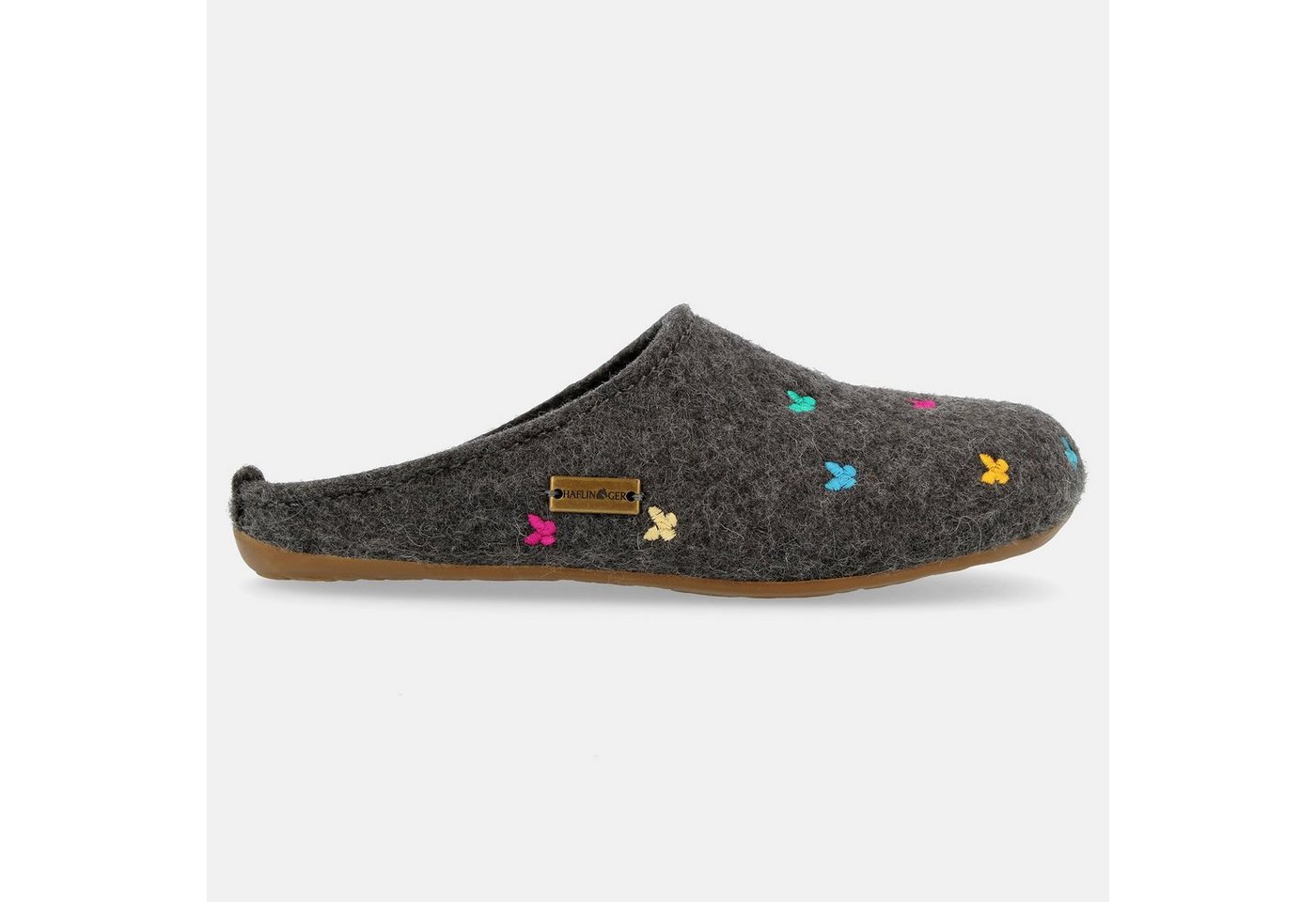 Haflinger Farfalline Filzpantofffeln mit Applikation Schmetterlingsmotiv Hausschuh