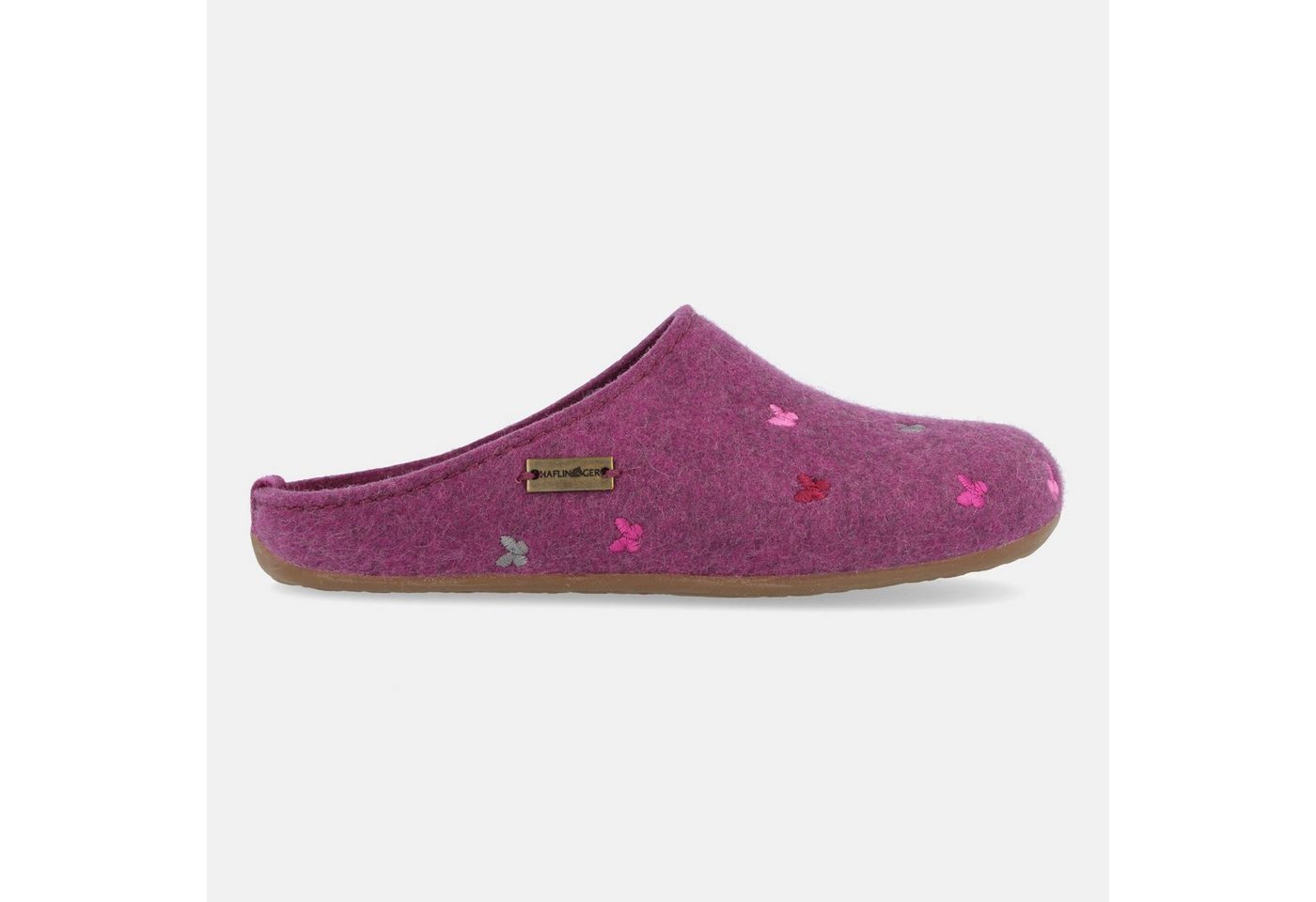 Haflinger Farfalline Filzpantofffeln mit Applikation Schmetterlingsmotiv Hausschuh