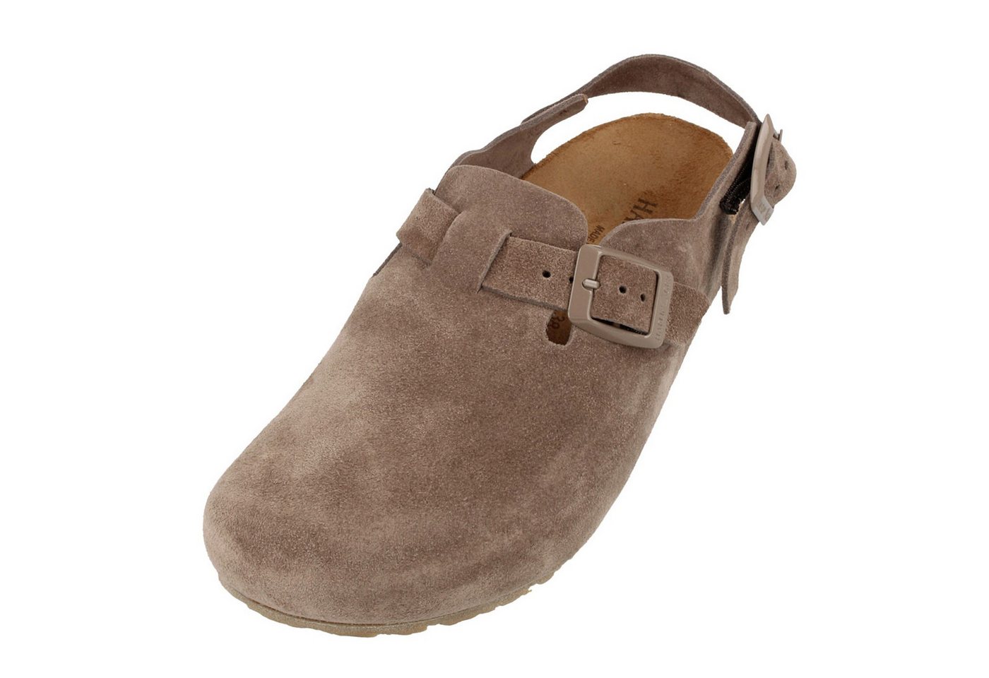 Haflinger Faro Lederclog mit Korkfußbett und Fersenriemen Unisex Hausschuh