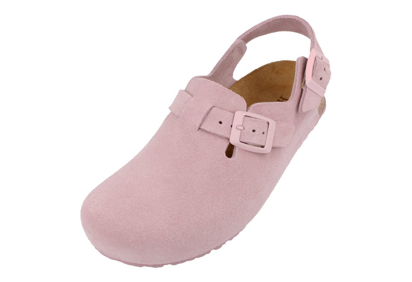 Haflinger Faro Lederclog mit Korkfußbett und Fersenriemen Unisex Hausschuh (rosa)