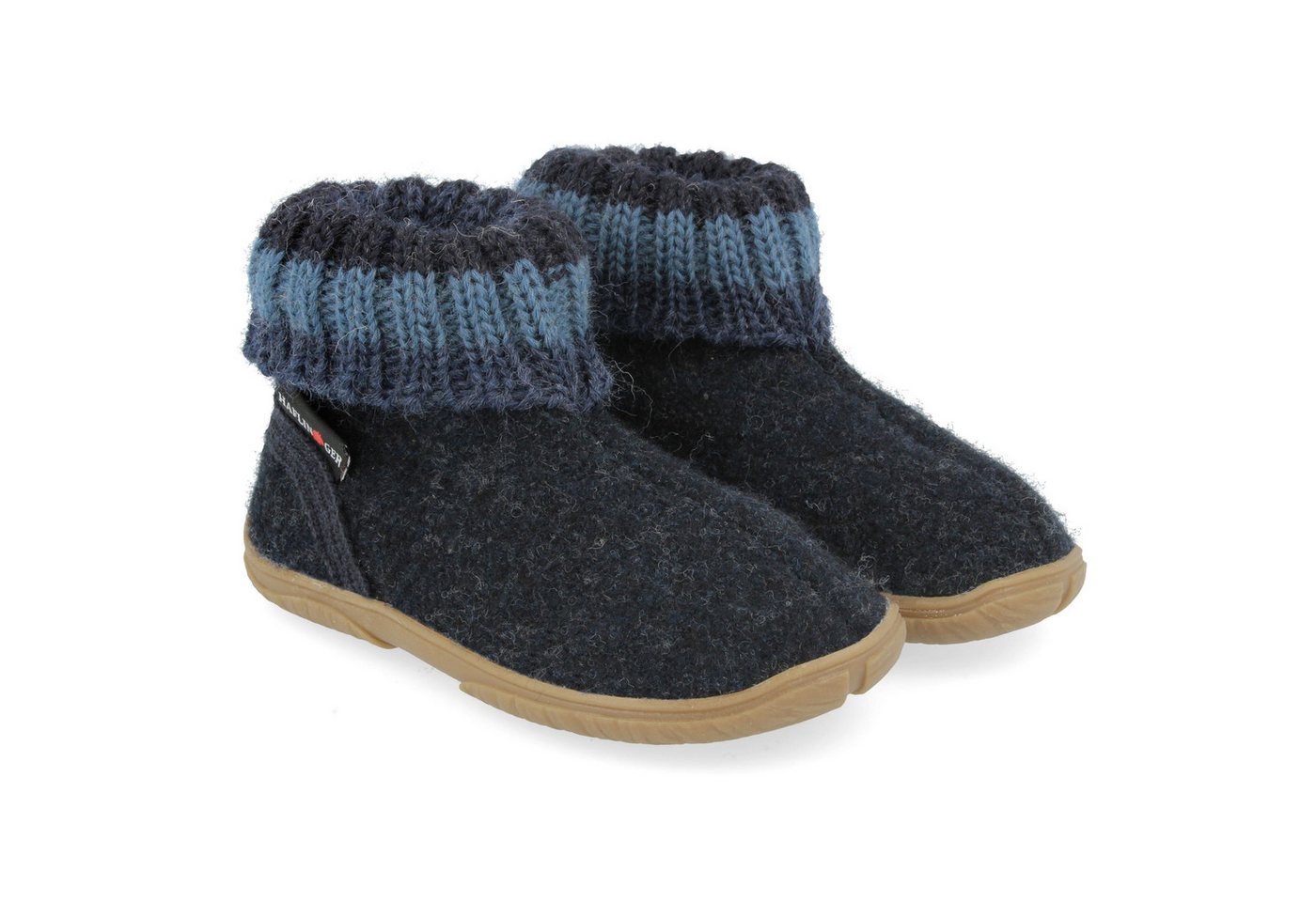 Haflinger Fidelius Jona Kinderhausschuhe mit Gummisohle unisex Hausschuh (Kapitän)