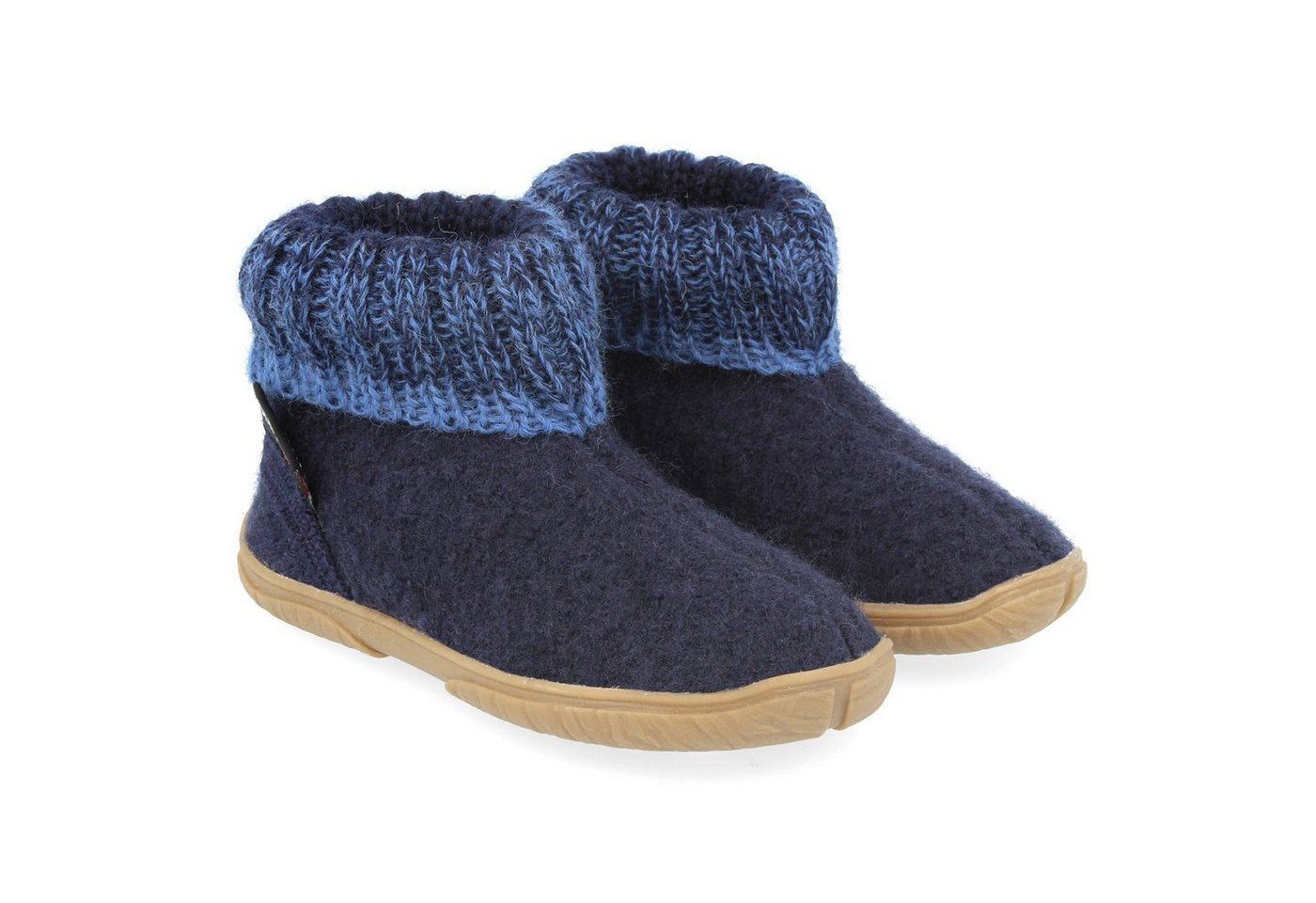 Haflinger Fidelius Yuki Kinderhausschuhe mit Kragen und Gummisohle unisex Hausschuh