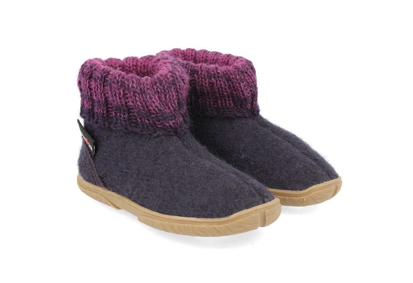 Haflinger Fidelius Yuki Kinderhausschuhe mit Kragen und Gummisohle unisex Hausschuh