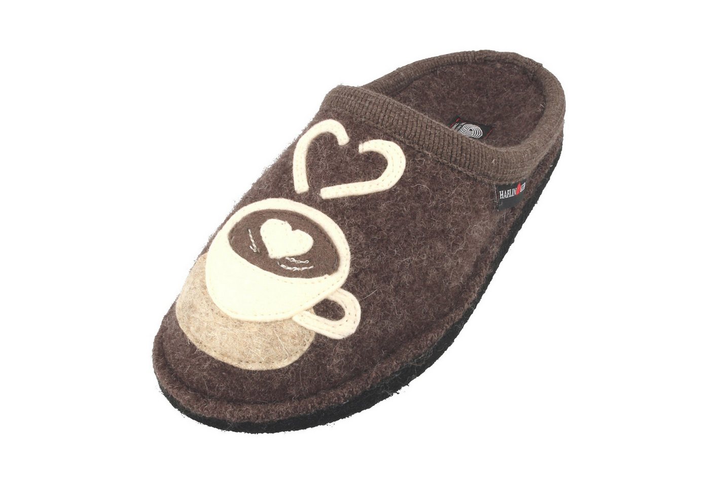 Haflinger Flair Coffee Time Pantoffeln gewalkter aus Wolle Kaffee Unisex Hausschuh