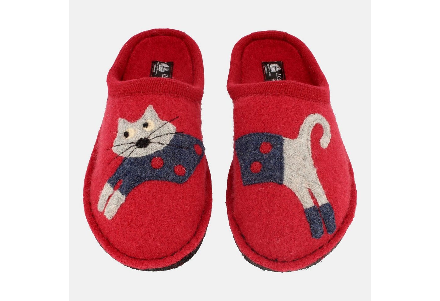 Haflinger Flair Cucho Pantoffeln gewalkter aus Wolle Katze Unisex Hausschuh
