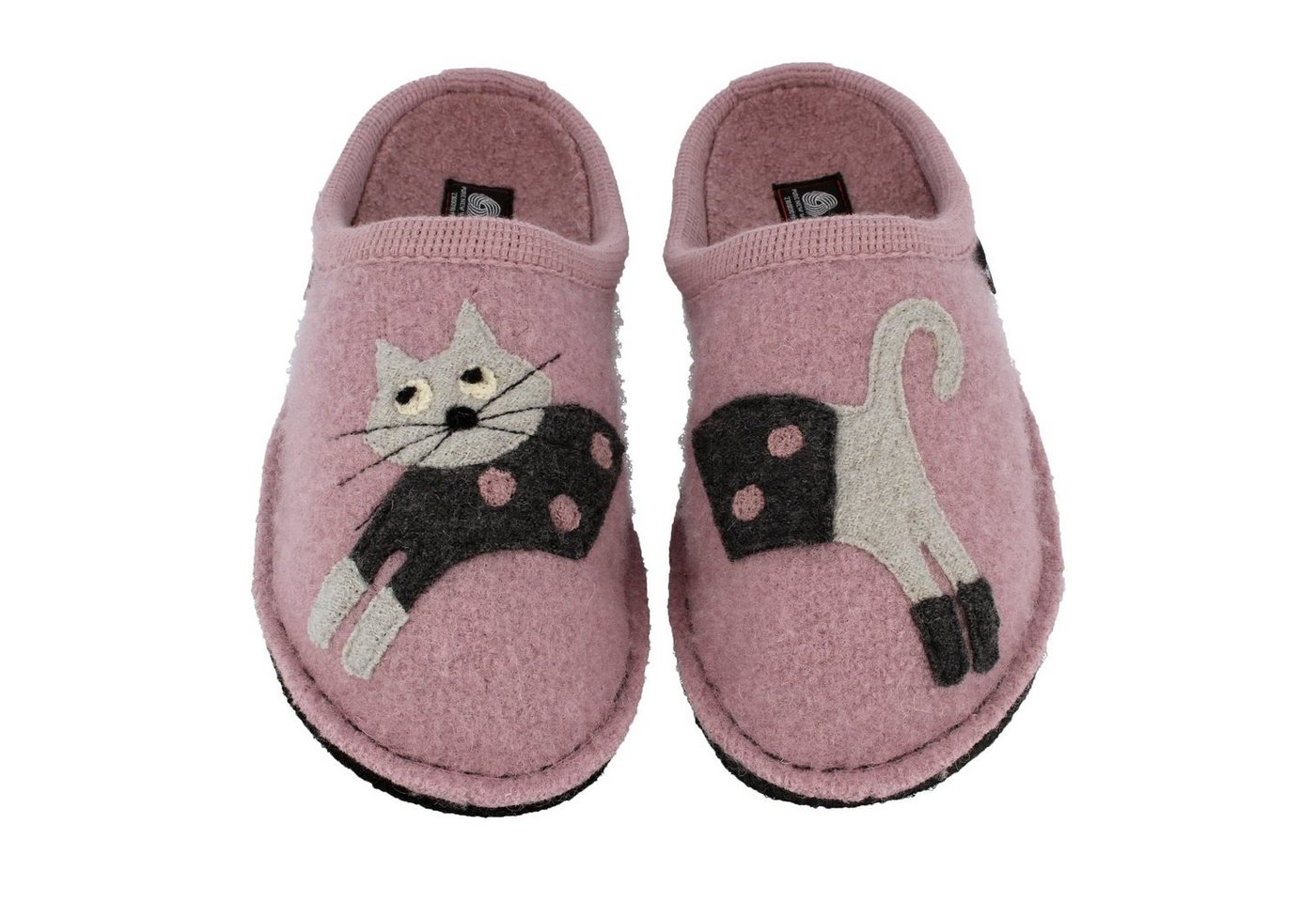 Haflinger Flair Cucho Pantoffeln gewalkter aus Wolle Katze Unisex Hausschuh