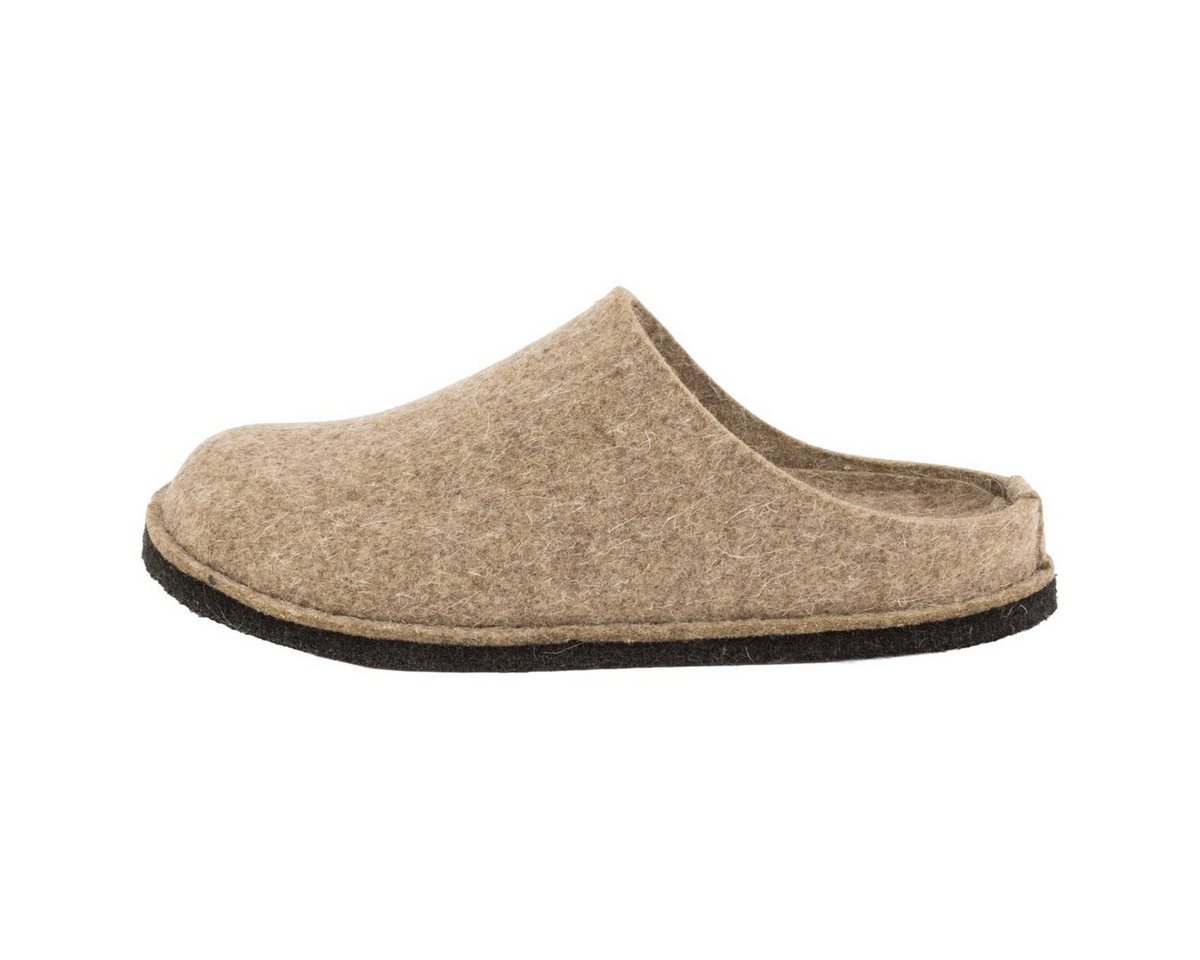 Haflinger Flair Soft Pantoffel (1-tlg) Pantoffeln - 100% reiner Wollfilz, Eingearbeitetes Fußbett (braun)