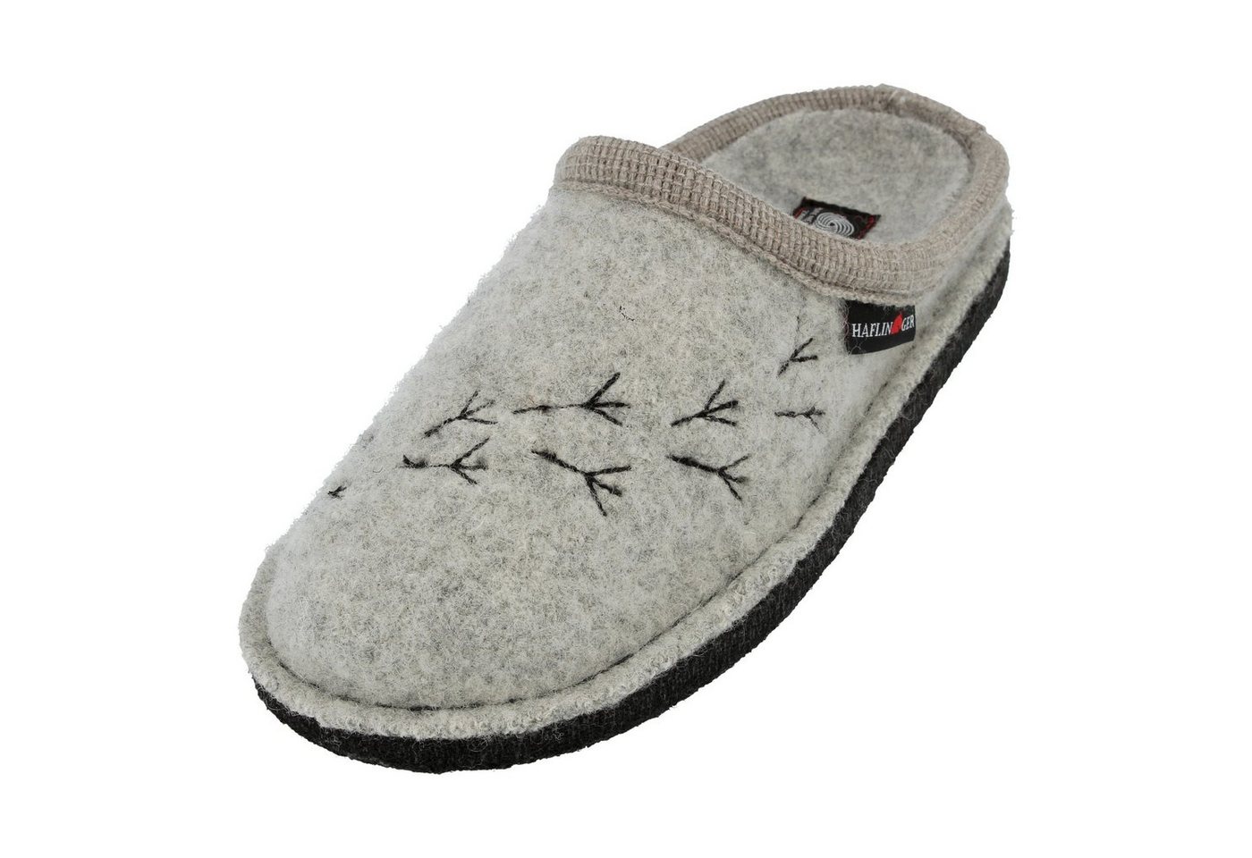 Haflinger Flair Songbird Pantoffeln aus gewalkter Wolle mit Vogelmotiv Unisex Hausschuh