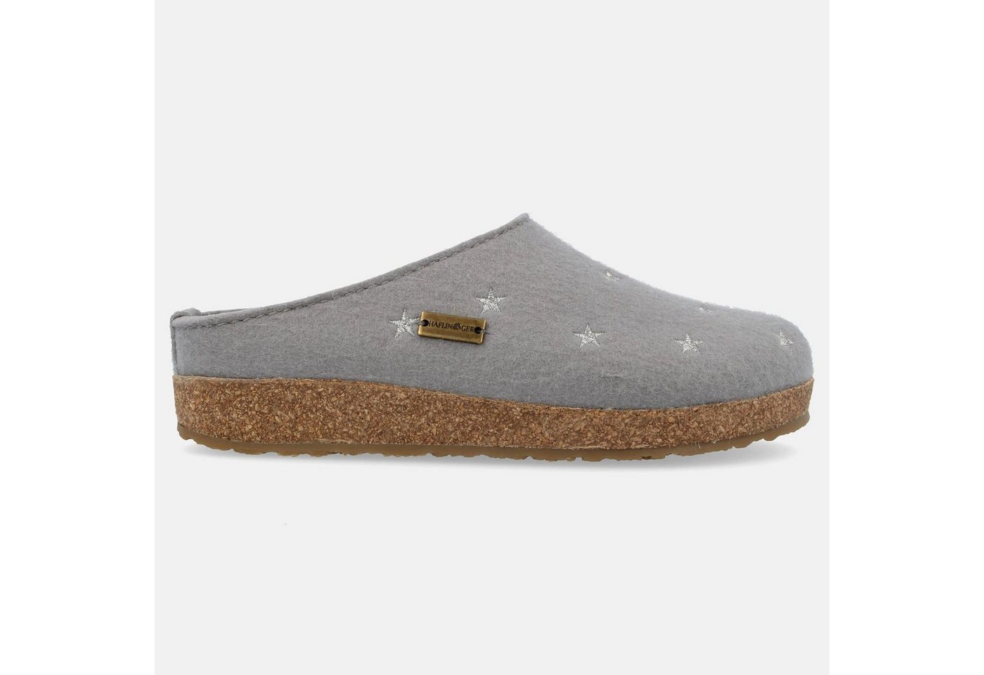 Haflinger Grizzly Stelline Filzclog aus reinem Wollfilz Unisex Sternmotiv Hausschuh