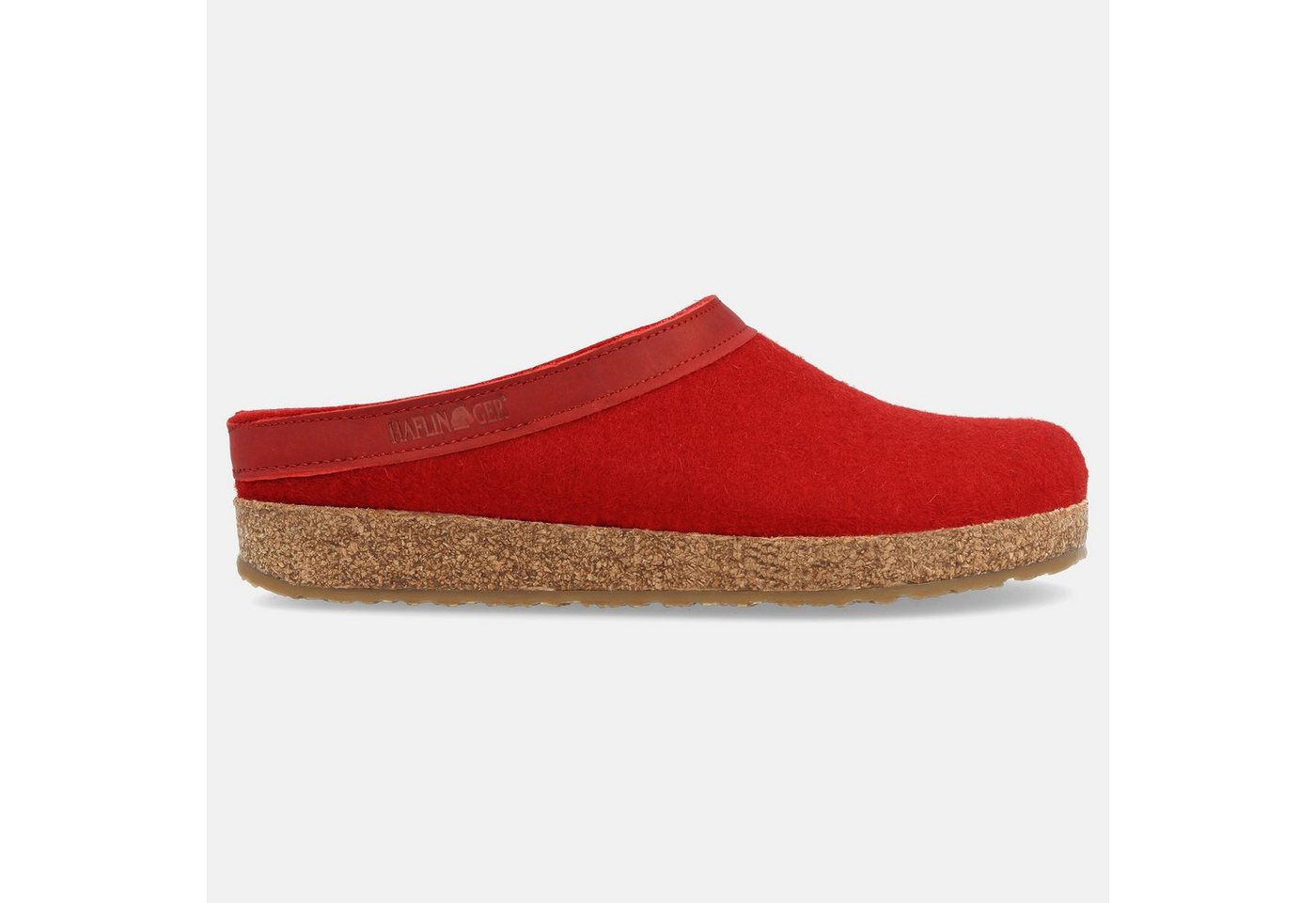 Haflinger Grizzly Torben Filzclog aus reinem Wollfilz Unisex Hausschuh (rot)