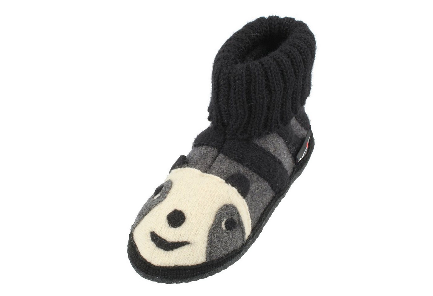 Haflinger Hüttenschuh Panda aus reiner Schurwolle unisex Hausschuh