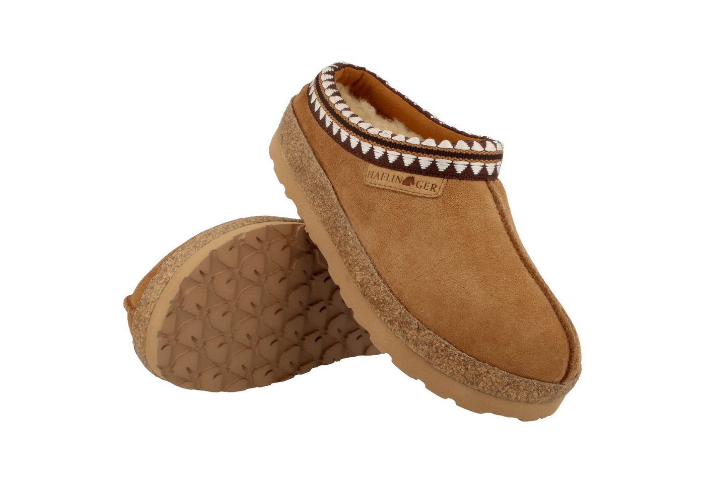 Haflinger Lakota Lammfell Leder Hausschuh Unisex Hausschuh
