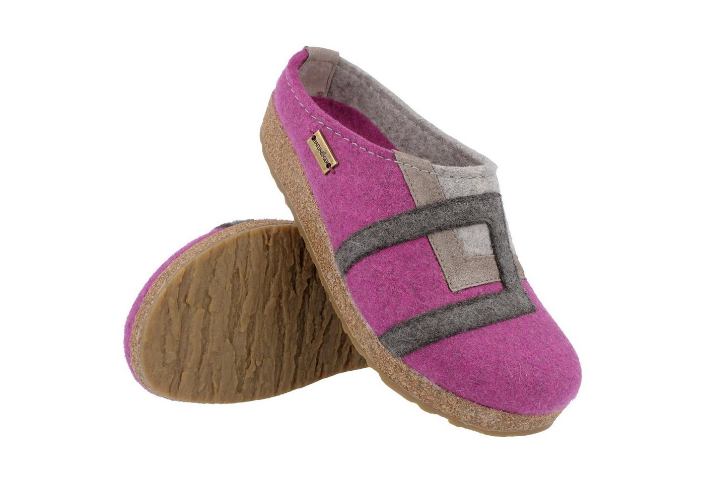 Haflinger LU Filzclog aus reinem Wollfilz mit moderna Applikation Unisex Hausschuh