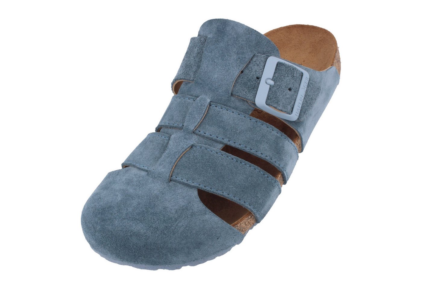 Haflinger Porto Lederclog mit Korkfußbett Lederdecksohle Unisex Hausschuh (Jeans)