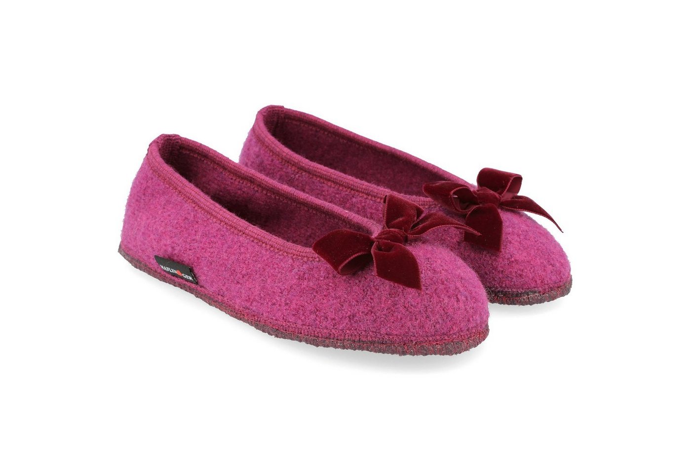 Haflinger Slipper Fiocco Filzpantoffel Hausschuh Ballerina aus Wollwalkstoff Hausschuh