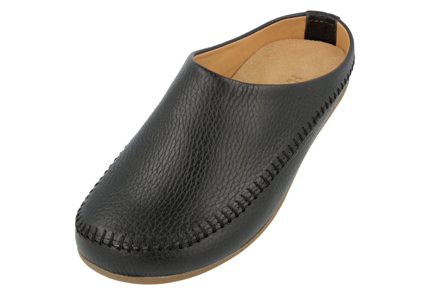 Haflinger Softi Lederpantoffel mit weicher Gummisohle und Wechselfussbett Hausschuh