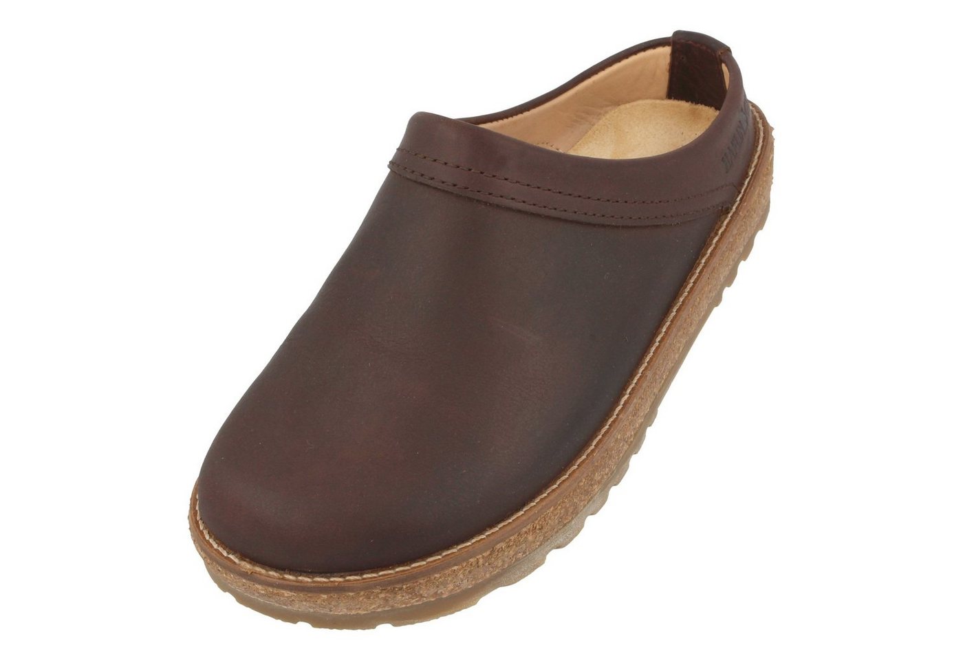 Haflinger Travel Classic Eleganter Clog aus Leder mit Korkfußbett und Gummisohle Hausschuh