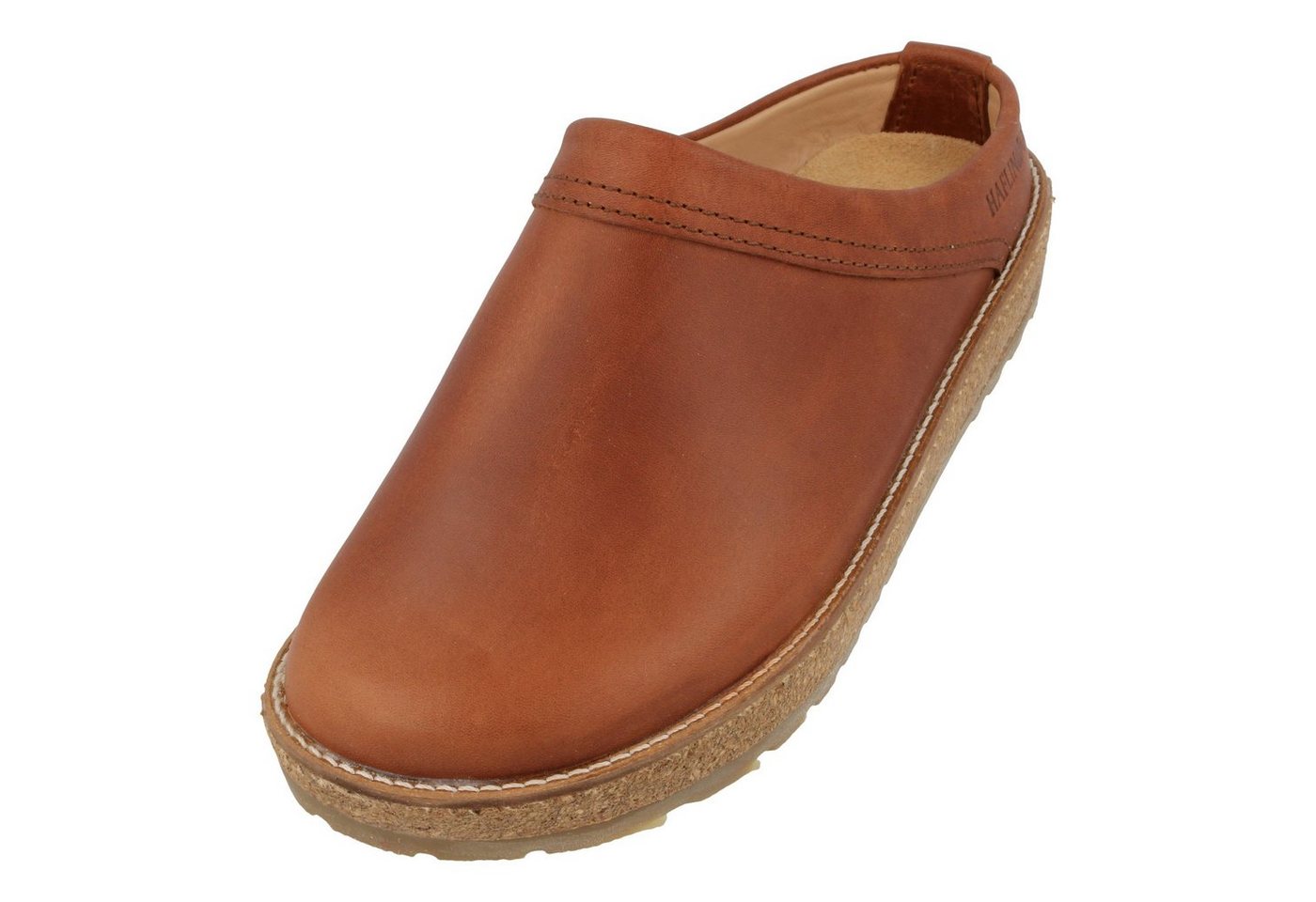 Haflinger Travel Classic Eleganter Clog aus Leder mit Korkfußbett und Gummisohle Hausschuh (braun)