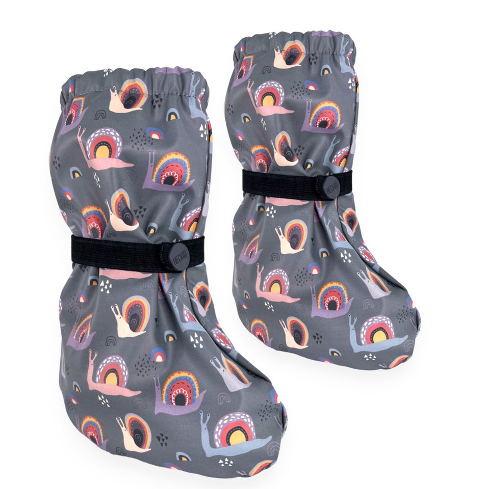 HECKBO Regenfüßlinge Füßlinge Baby ohne Futter verschiedene Motive Babystiefel (Schnecke)