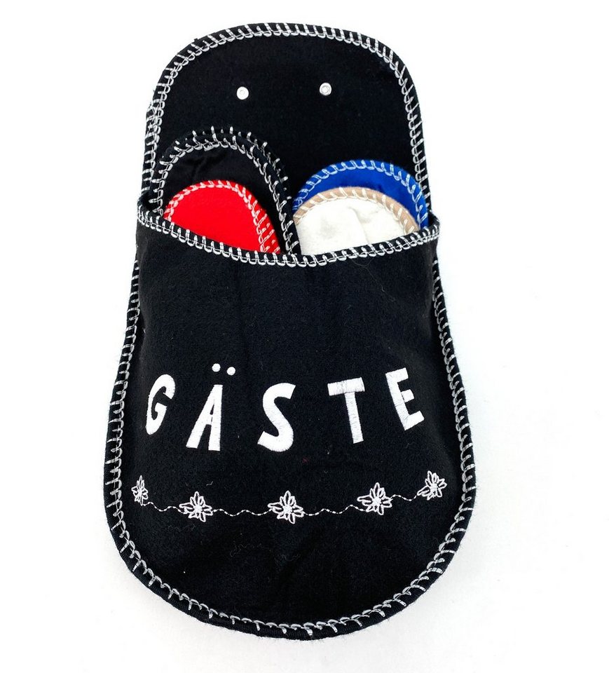 heimtexland Gästepantoffeln Filzpantoffeln Gäste Hausschuhe Hausschuh (Typ879, Gäste) mit Hängetasche zur Aufbewahrung - 4 Paar Einheitsgröße