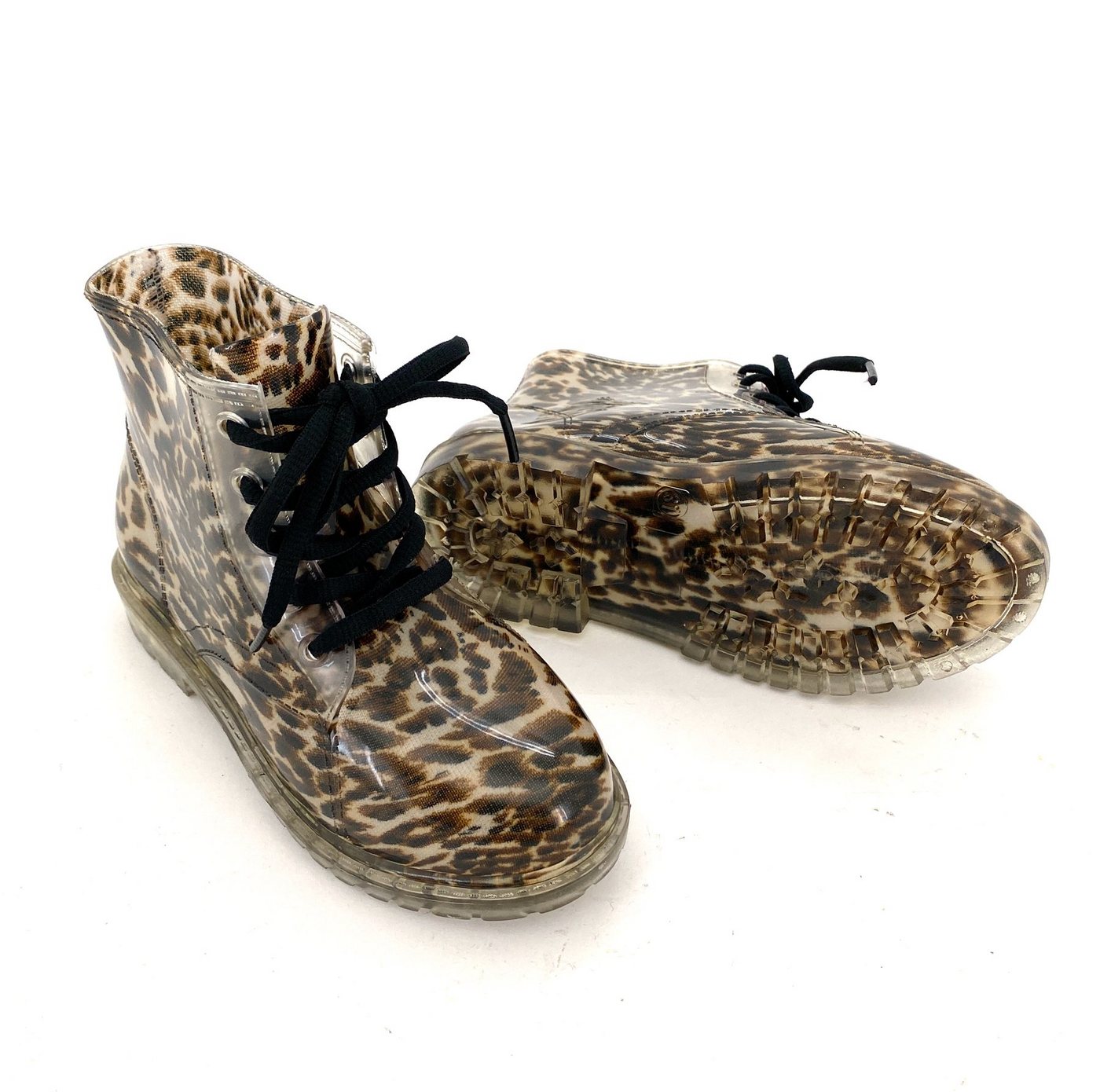 heimtexland Kinder Gummistiefel Schnürboots Mädchen Stiefel Gummistiefelette (Typ880, Leopard) Stiefeletten Trend Regen Boots wasserdicht Leopard Blumen