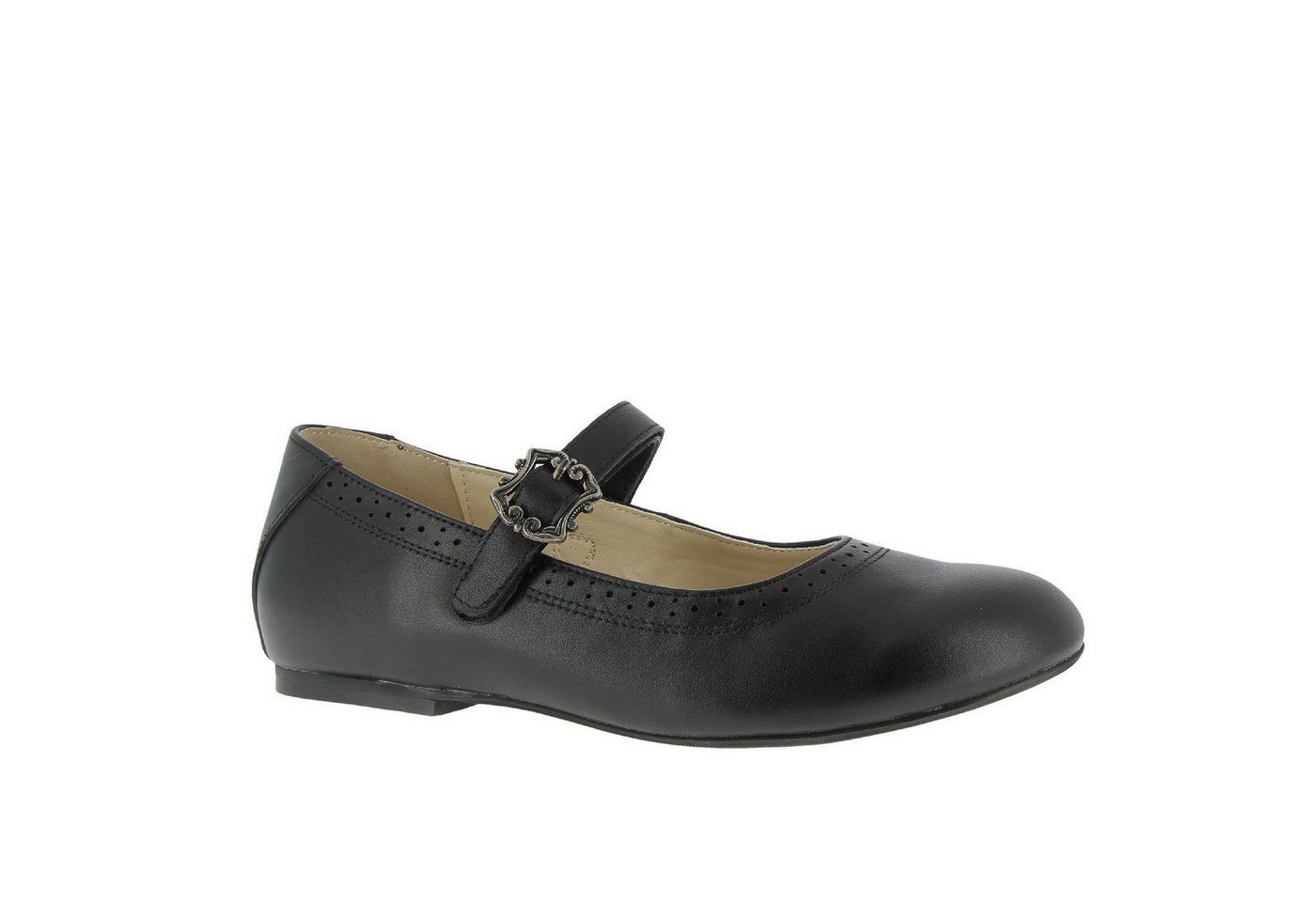 Hirschkogel Kinder Trachtenschuhe Ballerina Mädchen Schwarz, Dirndl S Riemchenballerina