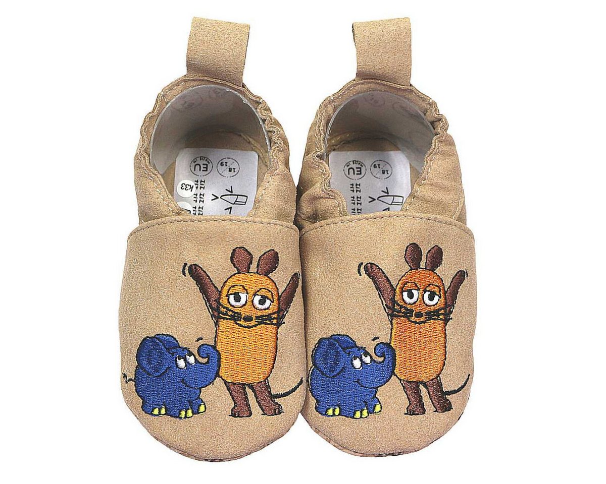 HOBEA-Germany Kinderschuhe RecyStep Maus mit Elefant beige Krabbelschuh