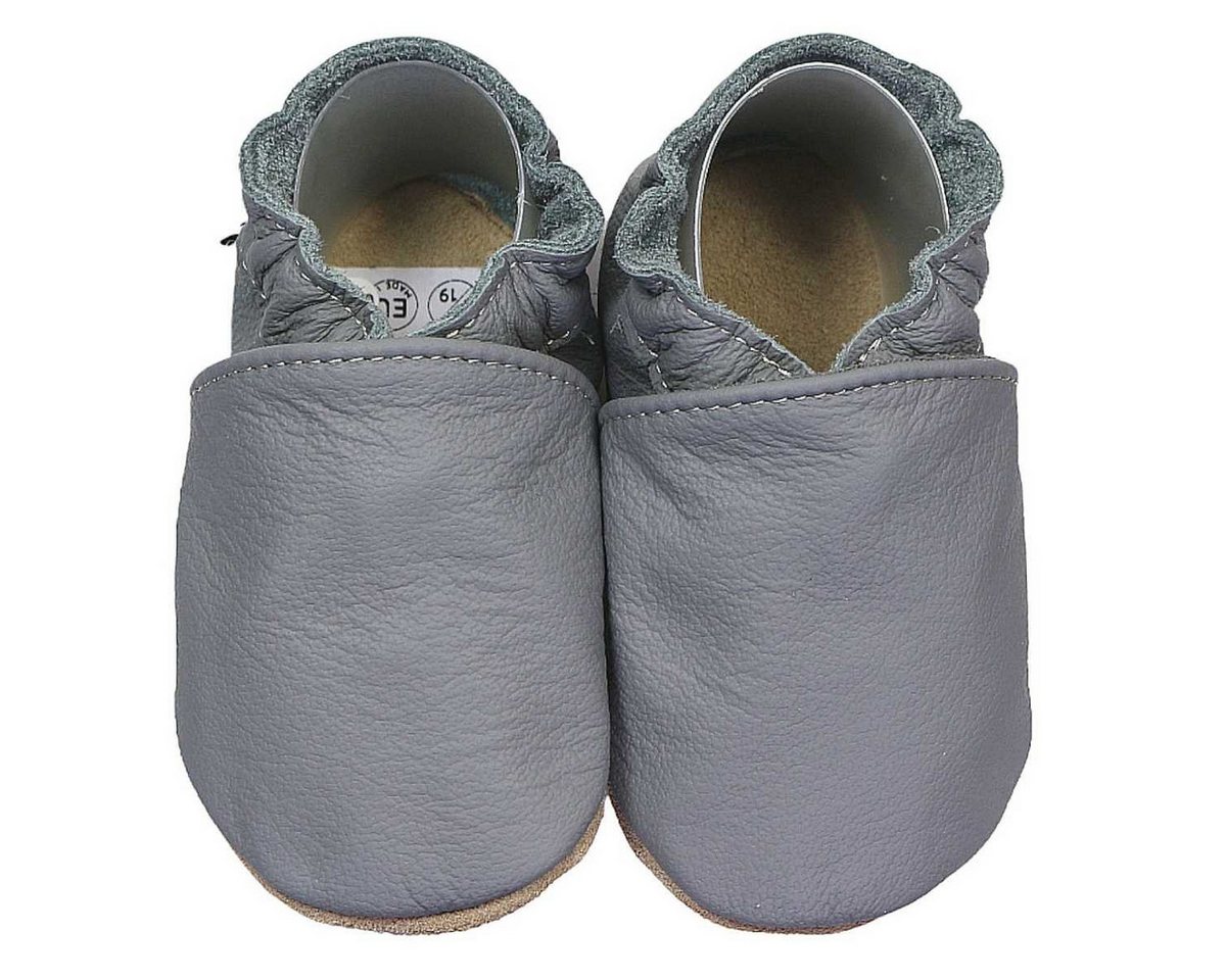 HOBEA-Germany Krabbelschuhe dunkelgrau 16/17 (0 - 6 Monate) Krabbelsohle Krabbelschuh handgefertigt in der EU