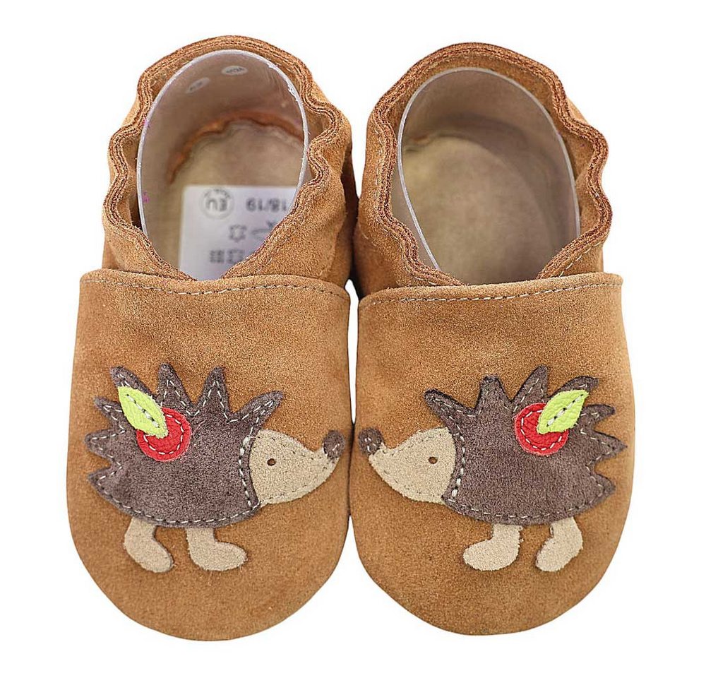 HOBEA-Germany Krabbelschuhe Igel braun Krabbelschuh handgefertigt in der EU