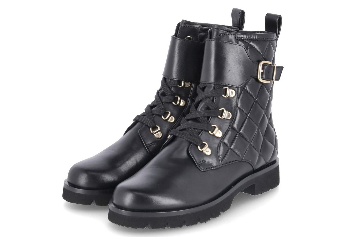 Högl 010154001000 Damen Glattleder schwarz Schnürstiefel
