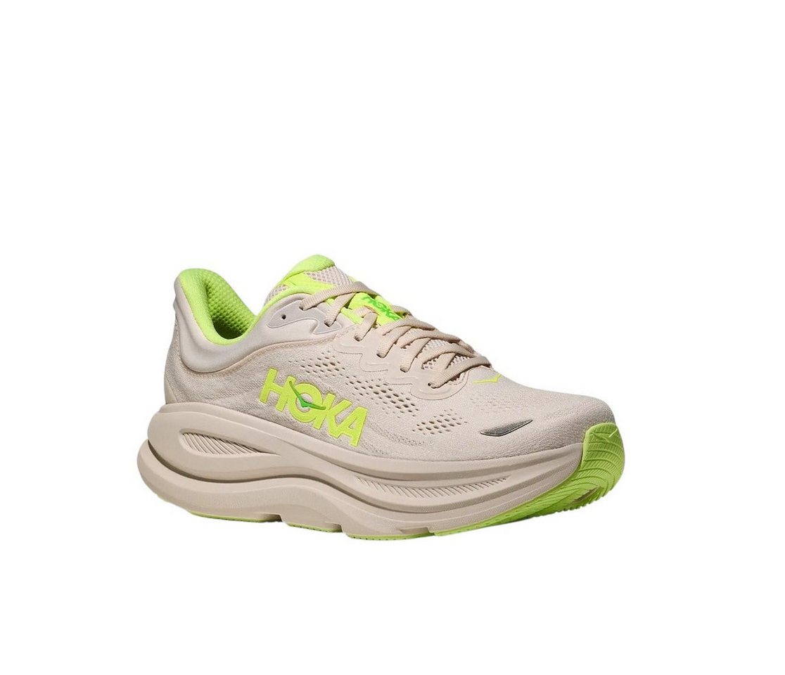 Hoka One One Bondi 9 (Dämpfung) beige/grau/neon Herren Laufschuh